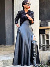 Faldas largas de PU con cintura alta y abertura